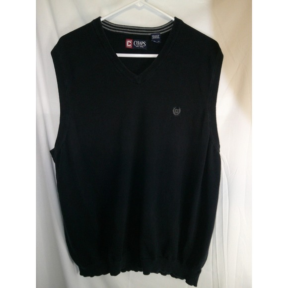 Chaps Sweater Vest V-Neck Sleeveless Knit Pullover Layering Blue XLT - Picture 1 of 3